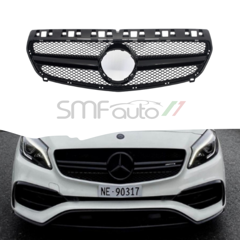 Griglia Paraurti Anteriore Per Mercedes A35 W177 2019-2022 – Stile Panamericana AMG GT, Nero, ABS